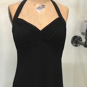WHBM Silk Halter Cocktail Dress. LBD.Sheer overlay